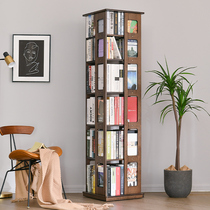 Rotating Bookshelf 360 Degrees Bookcase Ground Solid Wood Removable Multilayer Large Capacity Living Room Containing Shelf Creativity