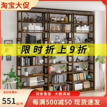 Solid wood bookshelf on floor to top whole wall bookcase minimalist multilayer shelve room minimalist modern close to wall containing shelf