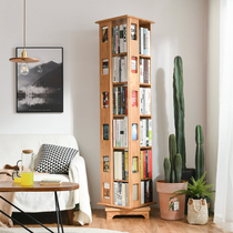 Solid Wood Swivel Bookshelves 360 Degrees Bookcase Landing Simple Childrens Shelf Students Living room Home Ideas