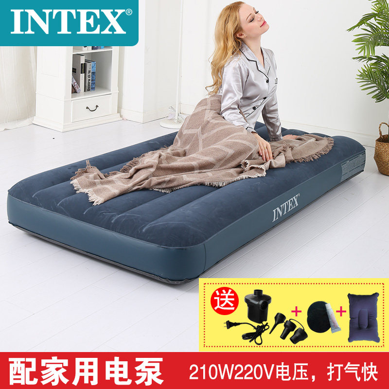 INTEX air cushion bed Single inflatable mattress Home thickened outdoor folding airbed bed Lunch break Portable inflatable bed