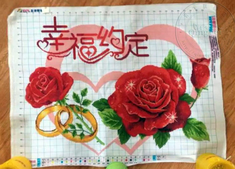 Hạnh phúc của Qingfei, một đời đan chéo, kiếp này, hoa hồng, nhẫn, tình yêu đích thực, thập tự giá vĩnh cửu, kiếp này - Công cụ & phụ kiện Cross-stitch tranh thêu chữ thập hoa hồng