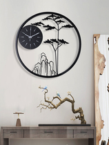 New Chinese style welcome pine landscape pendant round iron wall hanging wall decoration living room dining room wall decoration pendant