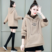 2021 autumn and winter padded velvet hooded sweater coat women fashion casual wear warm coat Youth student clothing