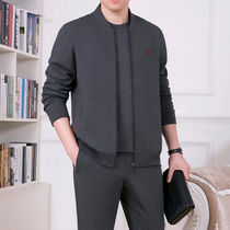 Spring and autumn sports suit Mens middle-aged and elderly fashion leisure suit Dad sportswear three-piece sports suit