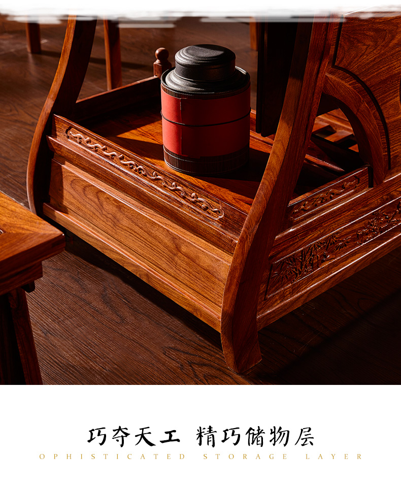 Bàn trà kết hợp bàn ghế gỗ gụ gỗ hồng mộc kungfu bàn trà đầy đủ gỗ bàn cà phê mới bàn Trung Quốc cổ bàn trà - Bàn trà bàn dài phòng khách