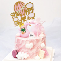 Bake cake decoration Prince princess riding Swan Flamingo creative ornaments beautiful cake dessert table dress