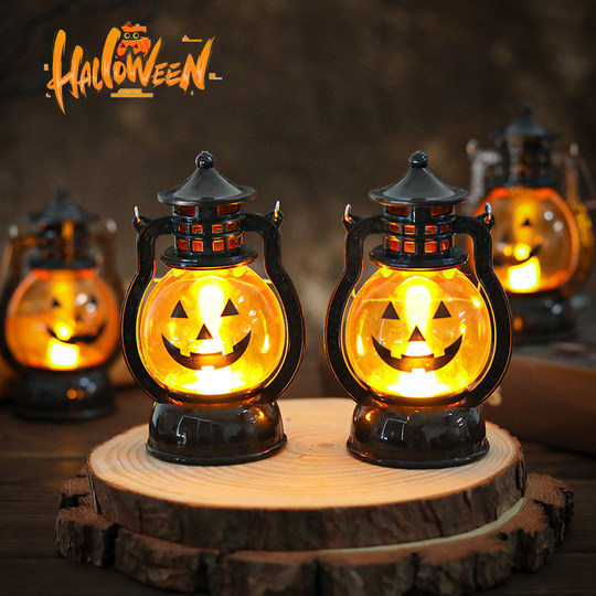 Halloween Portable Pumpkin Glow Lantern Cake Decoration