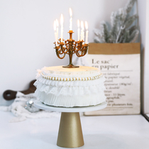 Bake cake decoration Net red pearl lace edge retro European Candlestick cake decoration dessert table decoration