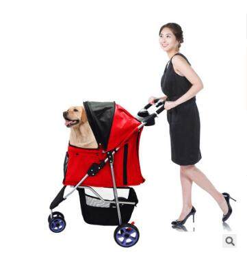 Single handed ultra light pet car folded pet cart triwheeled outbound cart push pet supplies New dog cat