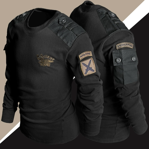 Футболка, тактический лонгслив для тренировок, с вышивкой