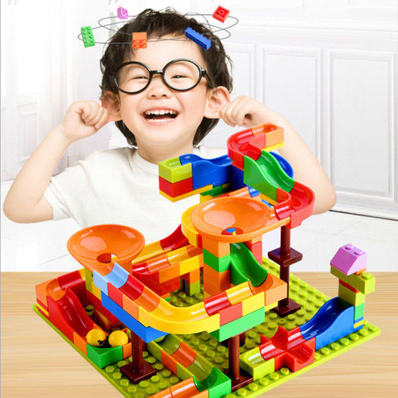 Children's scene large particle slide building blocks small particle ball building blocks DIY plug-in building blocks puzzle plug-in toys