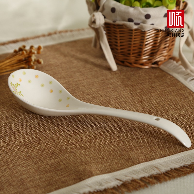 Shun cheung ceramic spoon, spoon, spoon, household creative large run out of ice cream run rice spoon ladle kitchen utensils