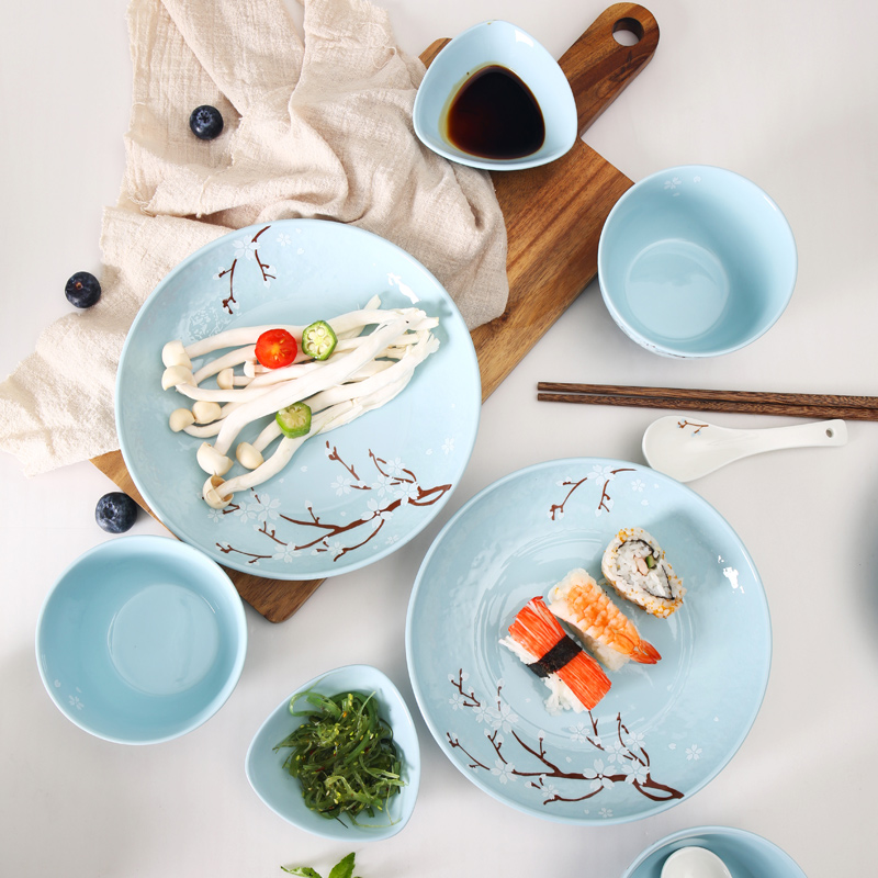 Shun cheung ceramic tableware porcelain sets blossoms on Japanese glaze color home dishes dishes chopsticks bowl to eat