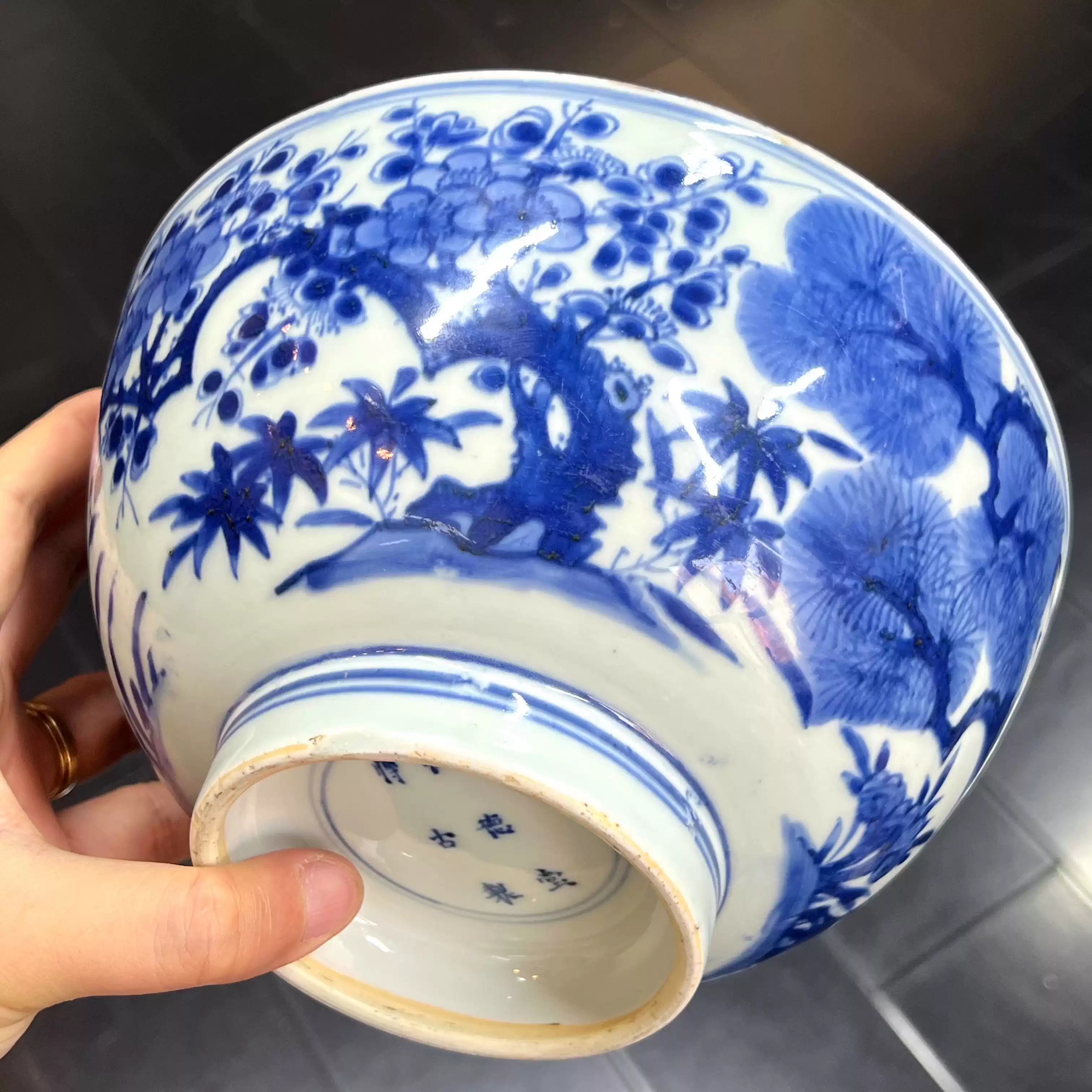 清康熙精品青花八仙祝壽紋大碗古董古玩收藏品包老保真清三代-淘寶