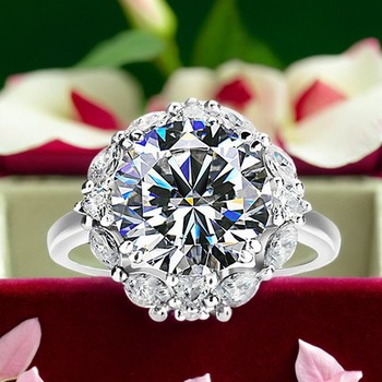 Diamond country henan diamond shangqiu diamond henan artificial diamond ring extra large pigeon egg deluxe 5 carats