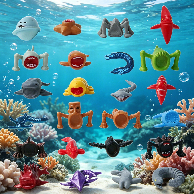 New Deep Sea Trek Monster Deep Sea Ocean Blue Monster Snake Model Toy Fish Tank Micro Landscape Decoration Figurine