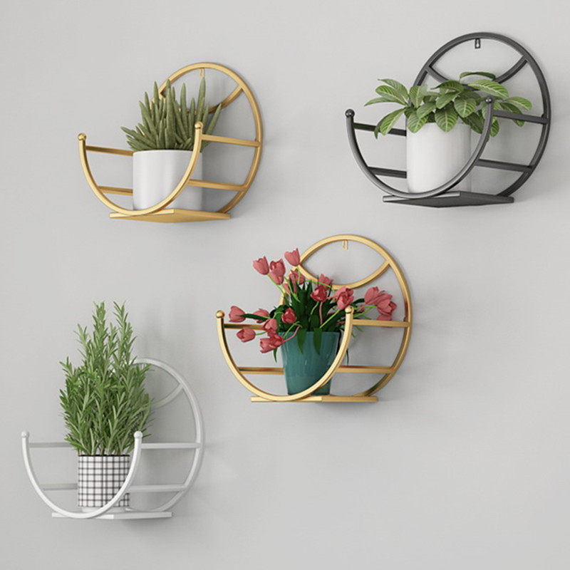 Simple balcony wall-mounted flower pot stand, dining room, living room, hanging wall, gold, decoration, flower stand, tile, non-perforated