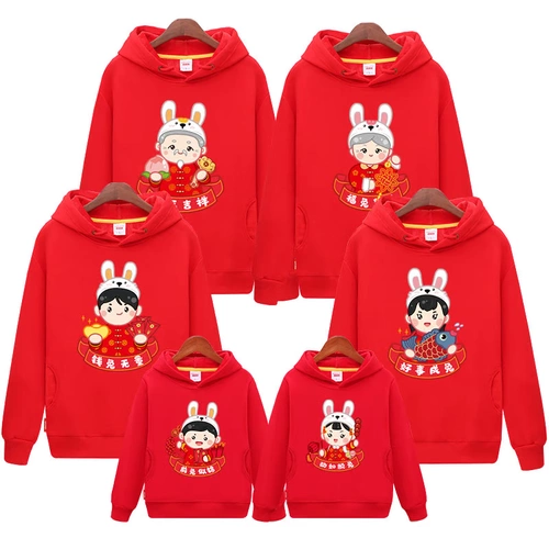 Семейный портрет -родительский инсталляция в зимне. Семья из трех, четырех майско -юношеских красных драконов, Новый год, Свитер по семейной одежде для Нового года