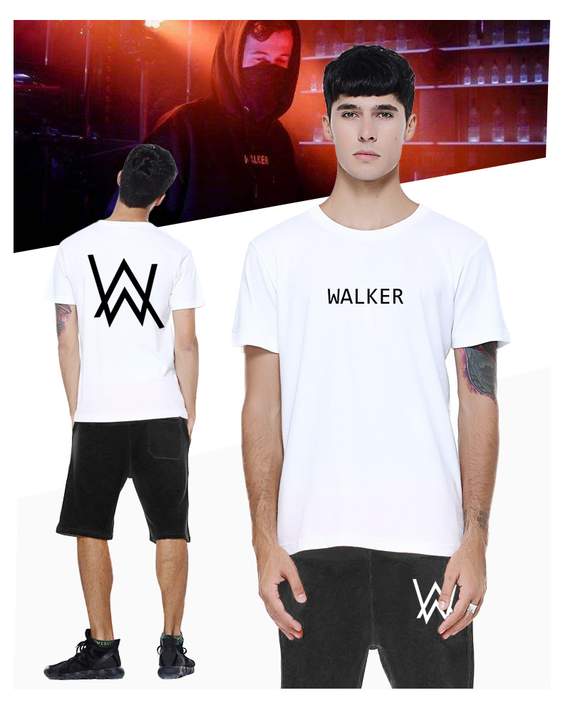 Thể thao phù hợp với nam giới hai 2018 Allen Walker DJ AlanWalker Faded quần short T-Shirt cotton ngắn tay áo