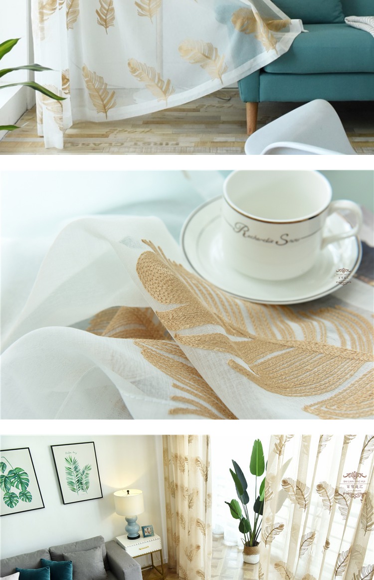 Lông trắng thêu gạc xong tùy chỉnh hiện đại tối giản phòng khách phòng ngủ bay cửa sổ ban công lá chống nắng rèm - Phụ kiện rèm cửa thanh treo rèm 3m