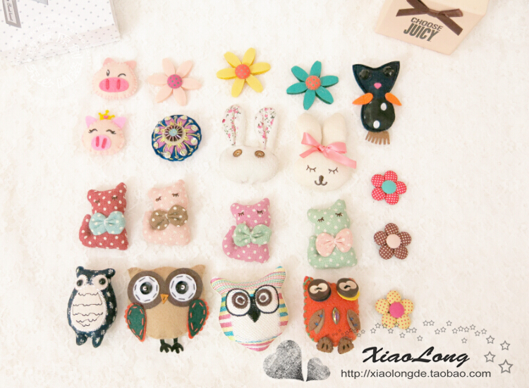 Hàn quốc cao cấp thêu bông và vải lanh handmade dễ thương owl flowers động vật nhỏ nam giới và phụ nữ jewelry pin trâm