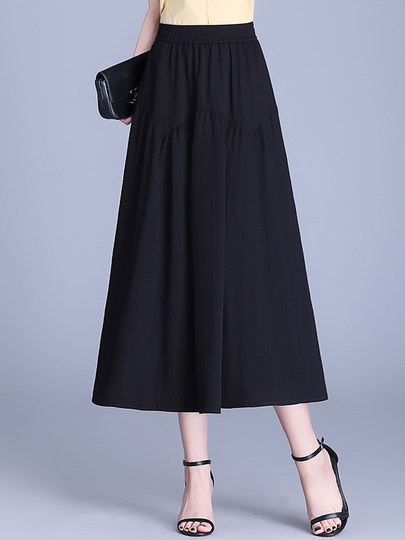 Skirt for women summer 2025 new pear-shaped figure large swing skirt mid-length unlined high-waisted casual a-line skirt
