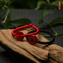 This Life Year Natural Red Agate Nau Safe Button Transfer Handmade Red Rope Bracelet Diamond Junction Couple Men And Women