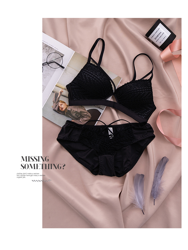 Chỉ cần gợi cảm! Ngực nhỏ gợi cảm thu thập mà không có vành áo ngực phía trên hỗ trợ điều chỉnh bộ đồ lót - Bộ đồ lót set đồ lót đẹp