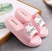 Bathing slippers female summer home thick soled indoor non-slip plastic soft soles slippers bathroom high heel muffin