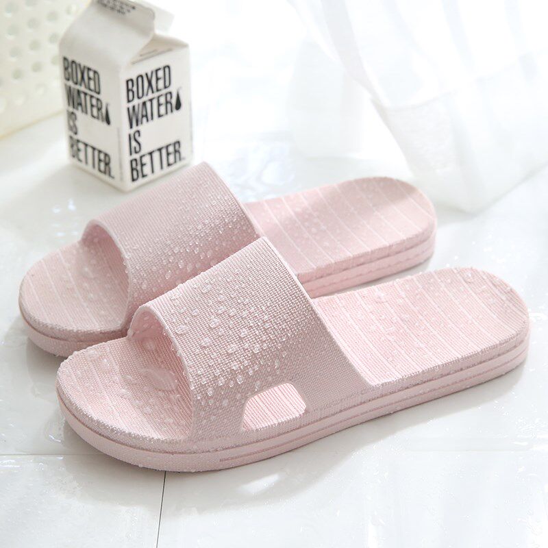 Cool slippers summer indoor bathroom slippers Plastic leakage non-slip men and women simple home bath home flat bottom couple