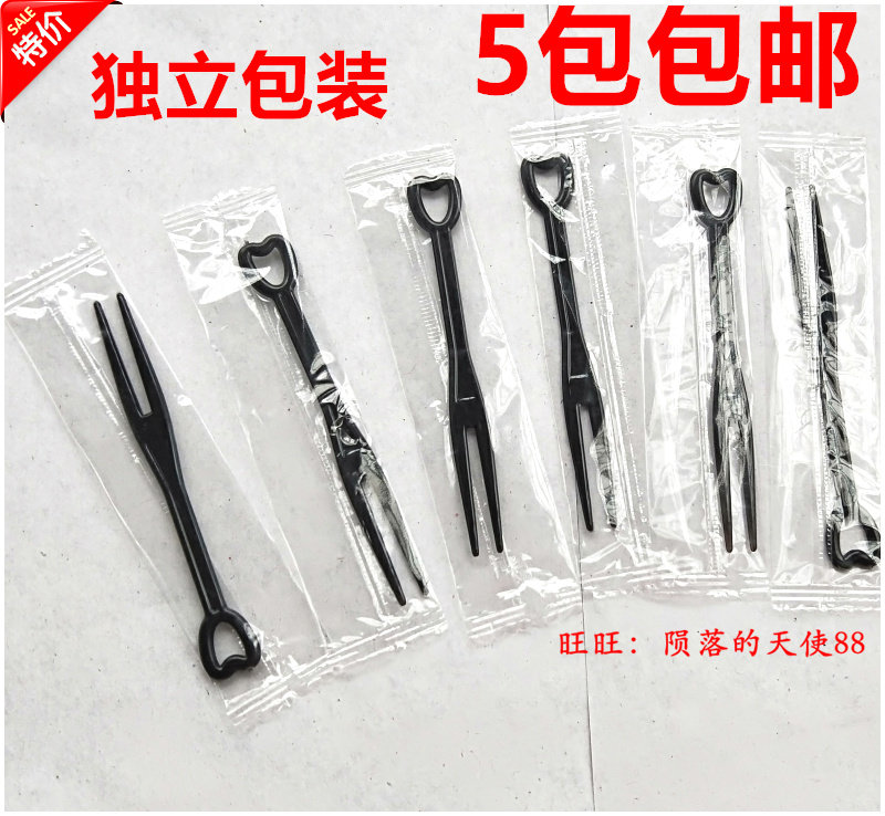 Fruit fork disposable plastic fork individually packaged with transparent test and fork snack fork cake small fork 500