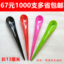 Thickened disposable independent packaging watermelon spoon creative long handle arched spoon green ice cream spoon drop spoon