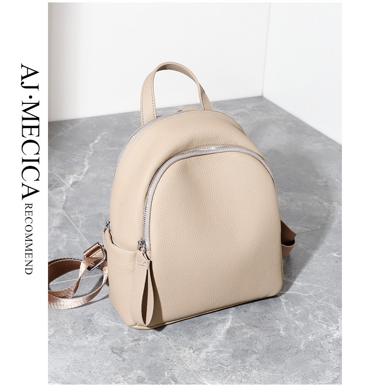 AJ MECICA Exploits Head Layer Cow Leather Double Shoulder Bag Female Pet Backpack Large Capacity School Bag Tourist Backpack Woman-Taobao