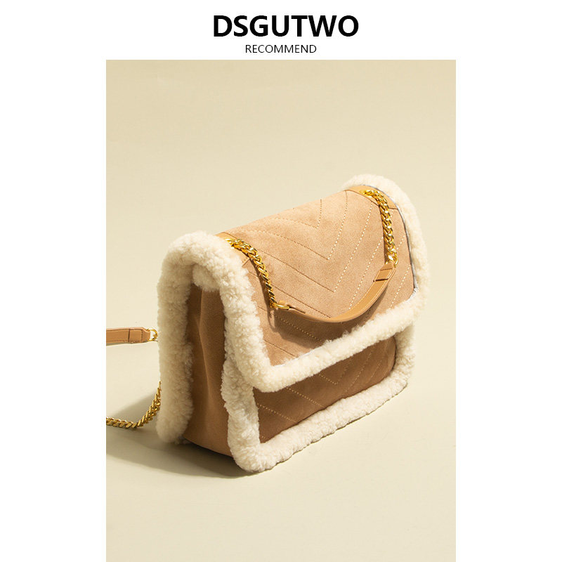 AJ MECICA bag package 2022 new mailbag hair wool suede bag winter lamb wool single shoulder pet backpack-Taobao