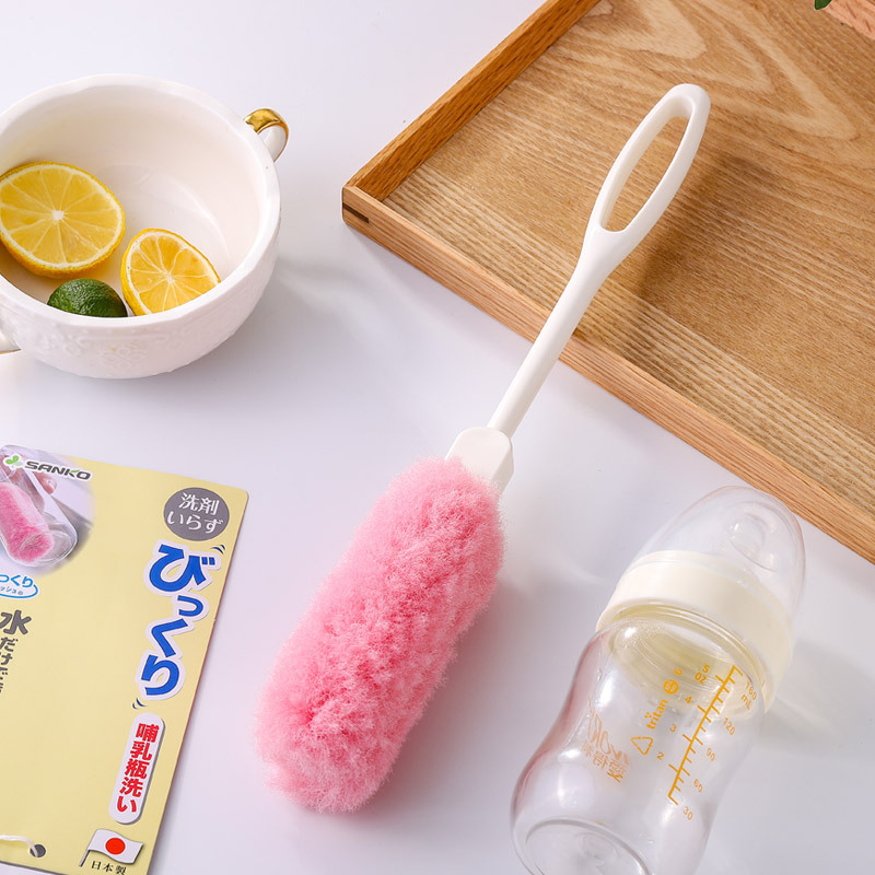 Japanese Sanko Long-Handled Bottle Brush for Babies, Kitchen Kettle and Glass Cup Cleaning Brush, Cleaning Brush Tool