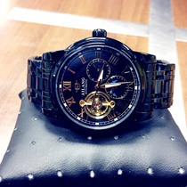 Hollow tourbillon automatic mechanical watch Watch Mens fashion trend Korean luminous waterproof Stainless steel watch