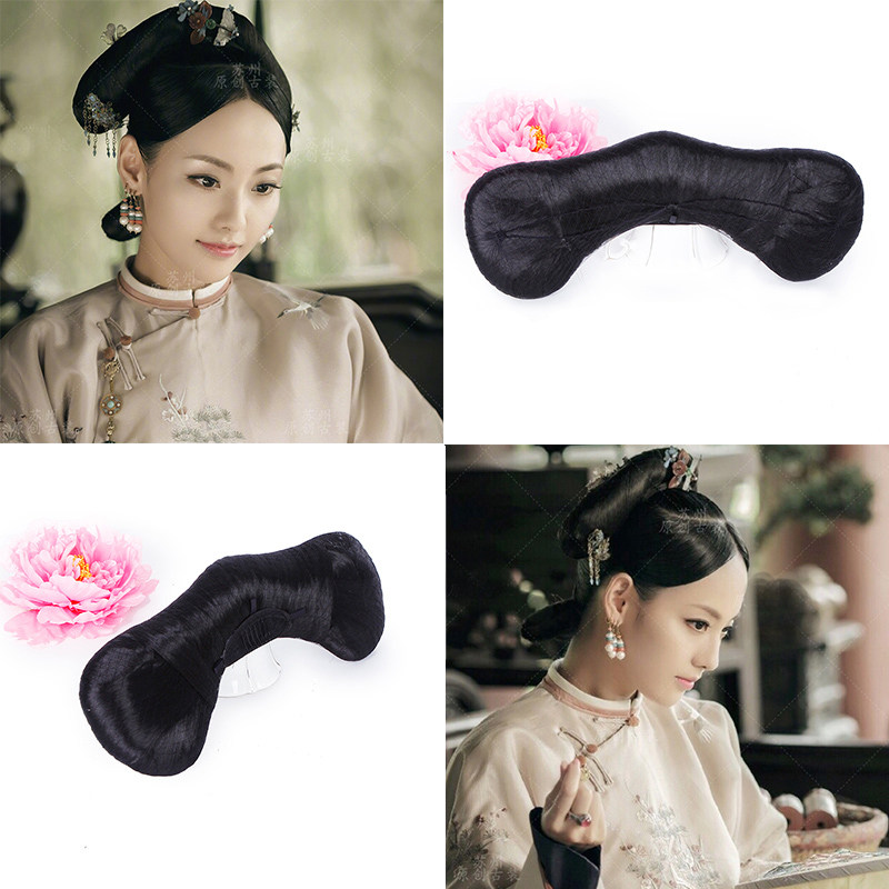 The Crown Princess of the Qing Dynasty Flags and Television YanJubilee with the same flag-shaped Dovetail Styling Hair Accessories to the Genuine Performance Wig