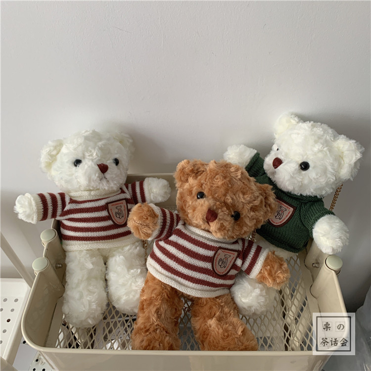 Korean INS girl heart cute cartoon bear crossbody bag Female Japanese chic soft girl student plush doll bag