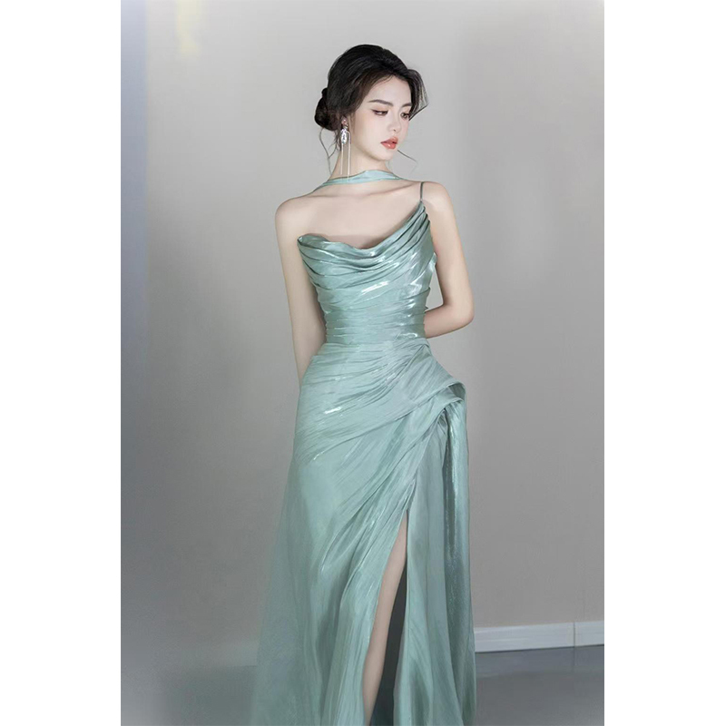 New Chinese-Style Morning Robe for Women, High-End Bridal Engagement Wedding Dress, High-End Light Luxury Niche Trailing Gown, Host Dress