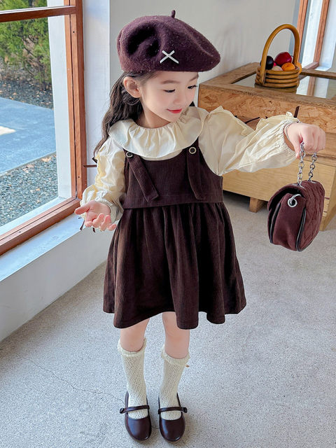 Girls spring small fragrant vest dress suit 2025 new children's style Korean style long-sleeved baby spring and autumn clothes