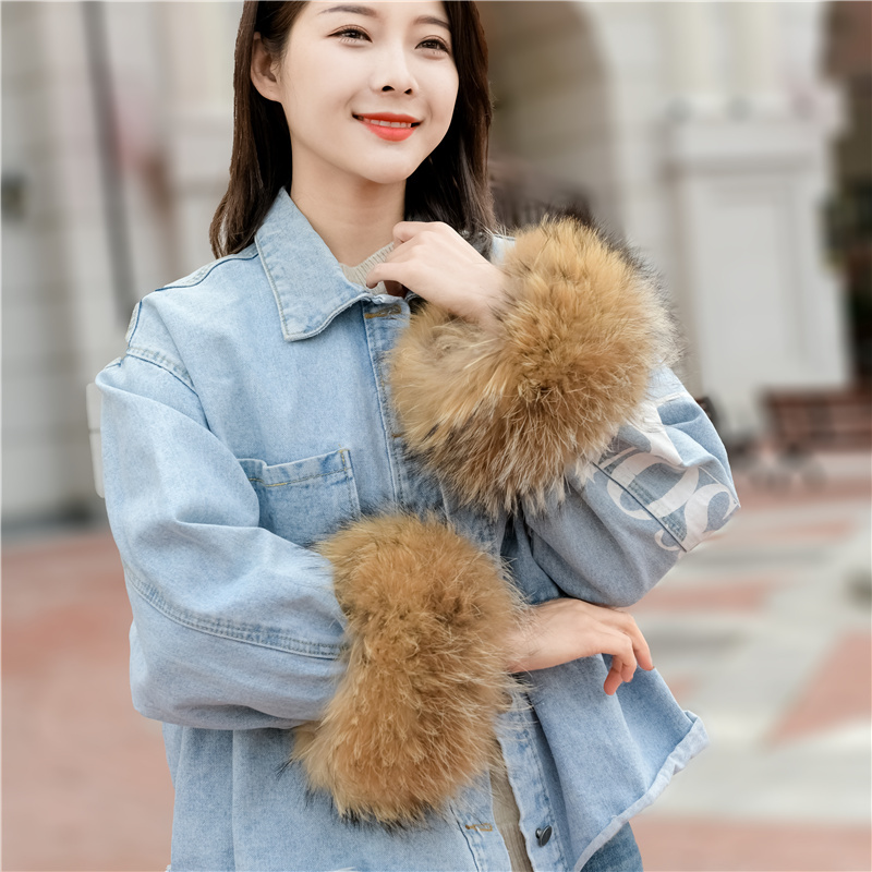 Real Raccoon Fur Cuffs, Fur Wristbands, Fox Fur Wrist Protectors, Looped Fur Bracelets, Fur Sleeves