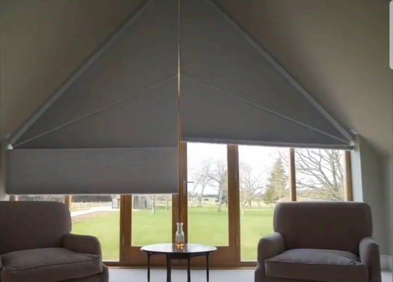 Dxyjia Triangular Trapezoidal Electric Full Blackout Curtains Windproof Sun Protection Uv Rays Villa Bevel Edge Loft Curtains
