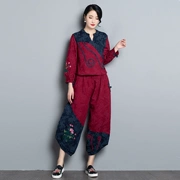 Xuân 2018 và cotton mới và các yếu tố Trung Quốc phong cách dân tộc Jacquard thêu thường xuyên cho mẹ trung niên