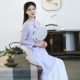 Mùa hè 2020 phong cách Trung Quốc phục vụ trà nữ quần áo nam Áo choàng Zen vẽ tay Quần áo Zen Trung Quốc váy dài - Sản phẩm HOT