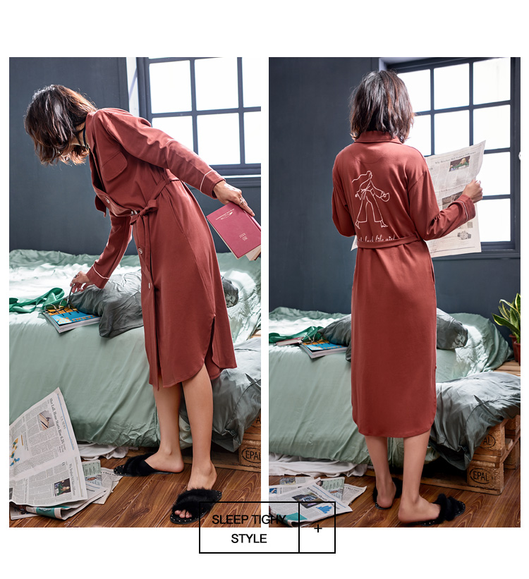 Mùa thu 2018 mới thời trang đồ ngủ đôi ngực áo choàng nữ mùa thu cotton dài tay gió lạnh có thể mặc ngoài váy ngủ áo ngủ trẻ em