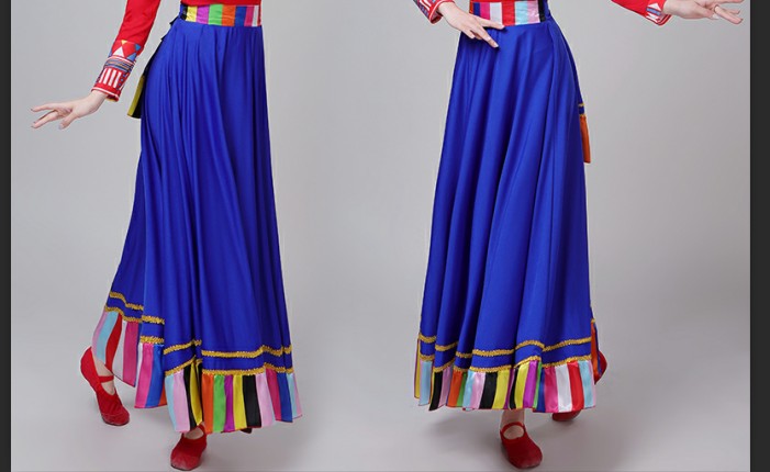 2020 bộ mới của đu theo phong cách dân tộc Tây Tạng váy khiêu vũ trang phục biểu diễn của người lớn phụ nữ Tây Tạng quần áo khiêu vũ vuông