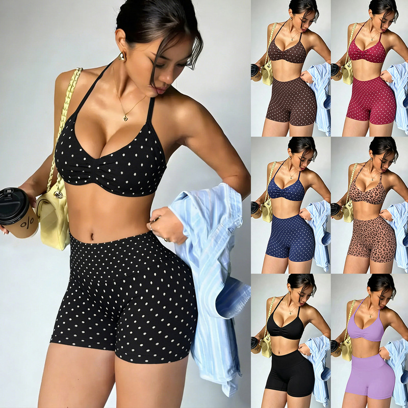 Cross-Border New Seamless Yoga Backless Halter Top High-Elastic Butt-Lifting Yoga Pants Fitness Sports Two-Piece Set for Women