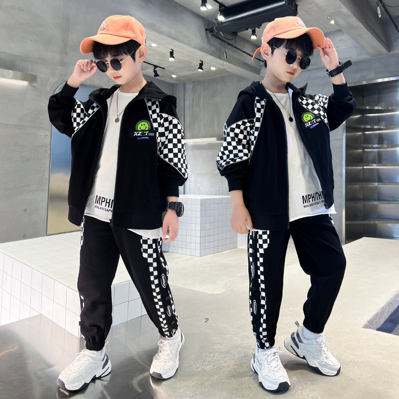 Tide - chick children's clothing boys sports suit 2022 spring and autumn clothing new children's Han Yang Pi leisure two pieces