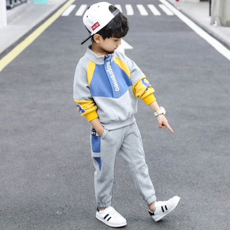 Tide brand boy suits 2022 spring and autumn clothes new western style children's fried street fashion big boy Korean version two-piece suit