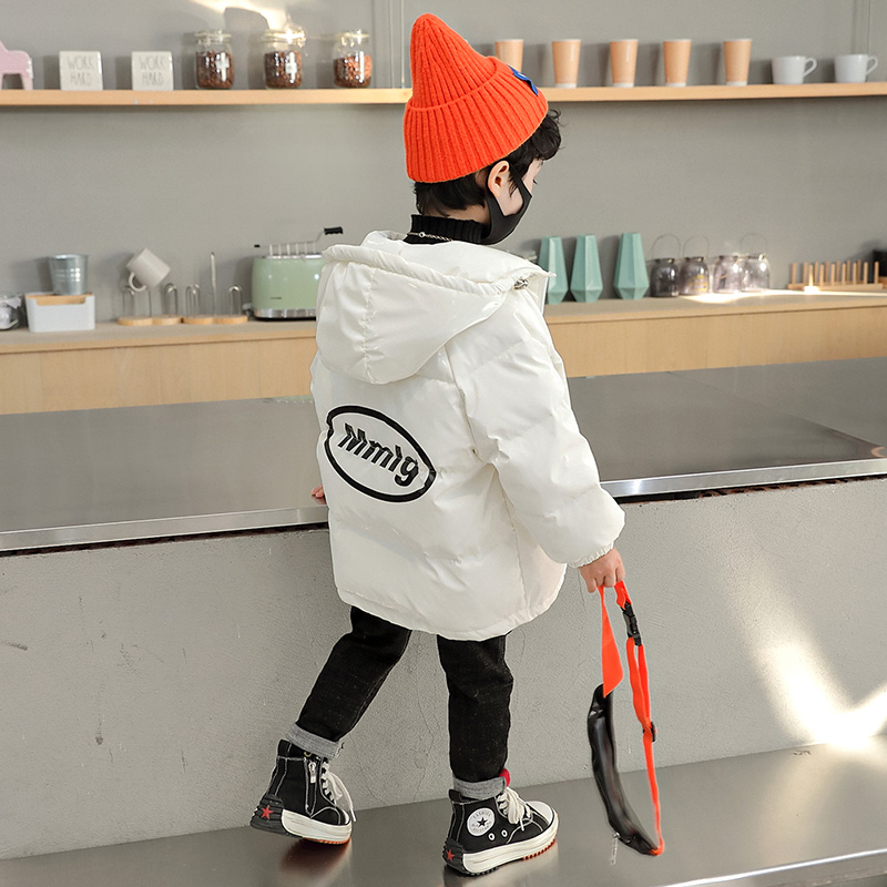 Tide brand boy's hooded wash-free down jacket 2022 winter new small and medium-sized children's thickened glossy anti-fouling jacket